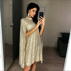 Beaded long-sleeved split dress