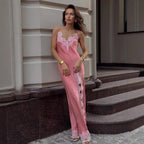 Lace lace suspender split spliced lace nightdress