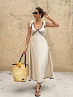 Sleeveless vest skirt backless dress