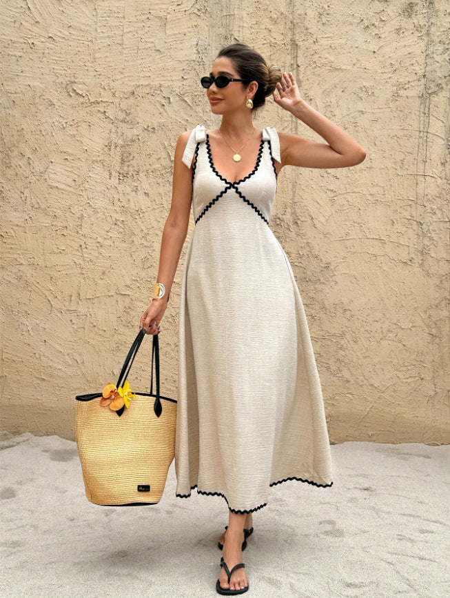 Sleeveless vest skirt backless dress