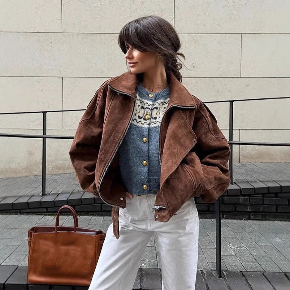 Casual brown loose jacket