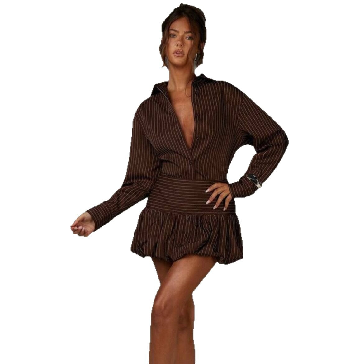 Shirt collar long sleeve waist shirt