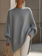 Crew neck pullover solid color knitted sweater