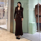 Simple dark brown long dress