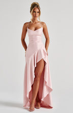 Suspender dress ruffle irregular dress