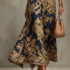 Vintage gold embroidered long dress