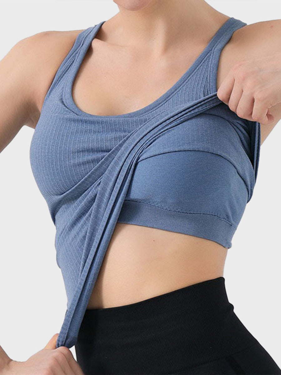 Tank top with chest pads fitness sports bra