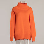 Solid color turtleneck knitted sweater