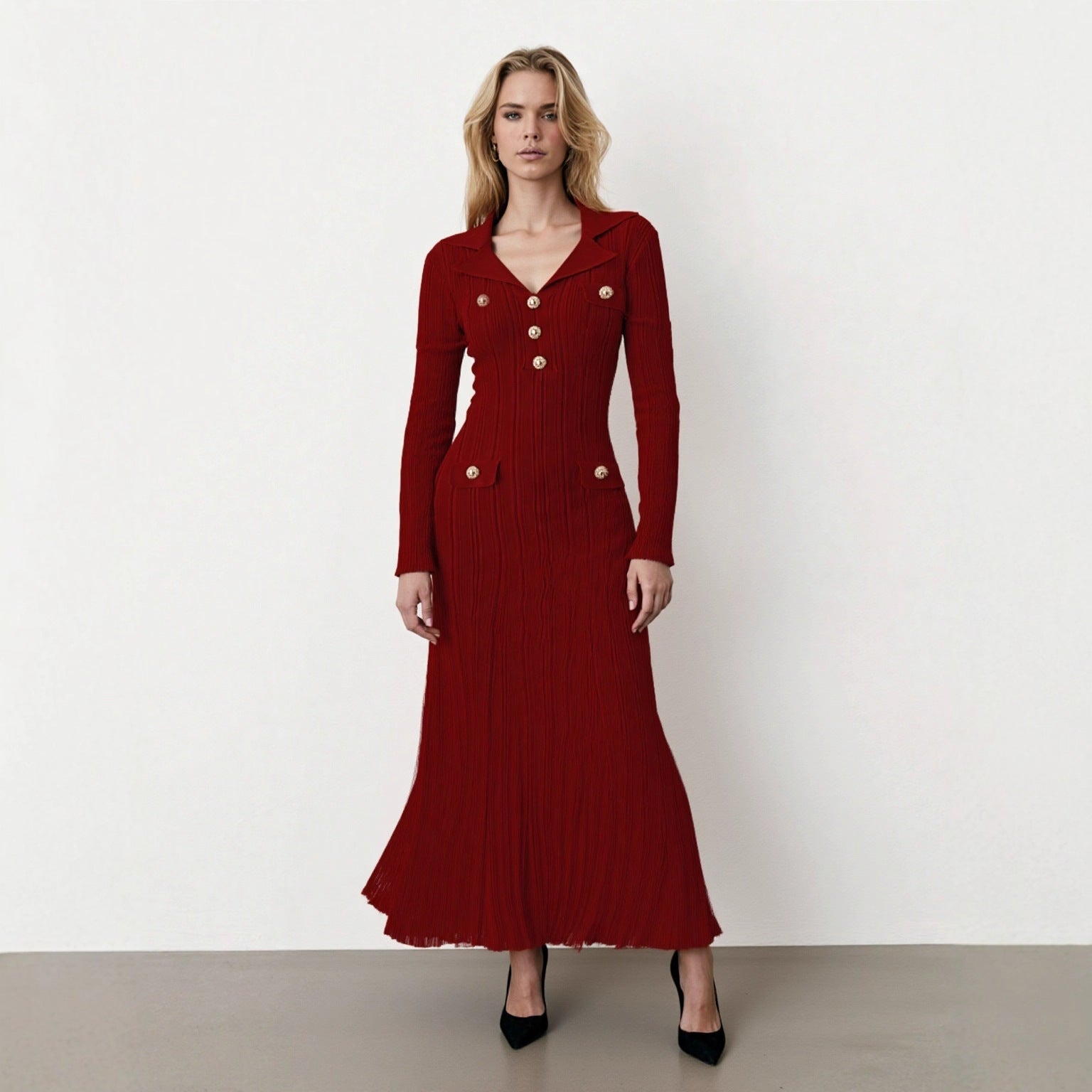 Simple dark brown long dress