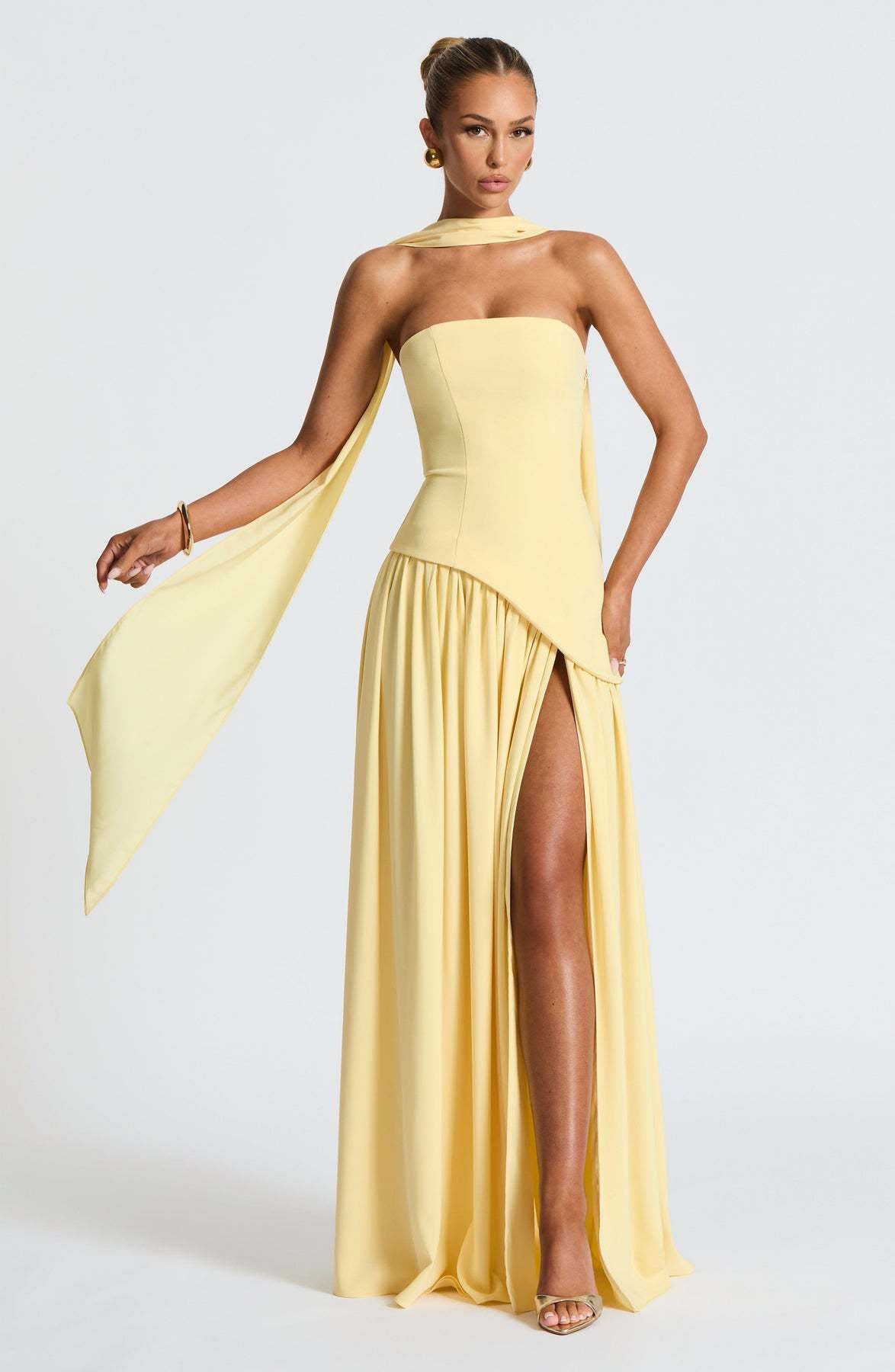 Tube top solid color split dress