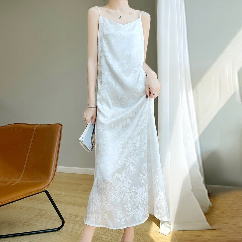 Silk mulberry silk suspender dress