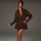 Shirt collar long sleeve waist shirt