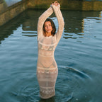 Shirt knitted hollow see-through dress