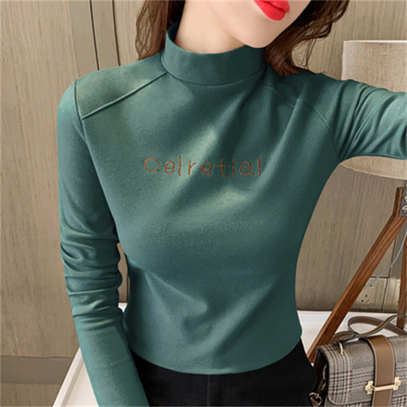 German velvet semi-turtleneck long-sleeved bottoming shirt