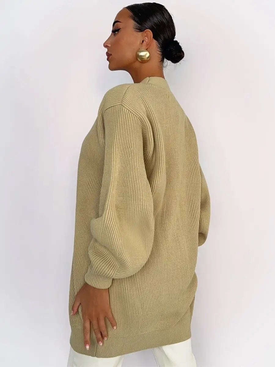 Solid color cardigan knitted breasted cardigan