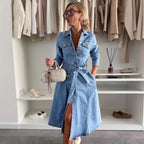 Long Sleeve Denim Shirt Dress