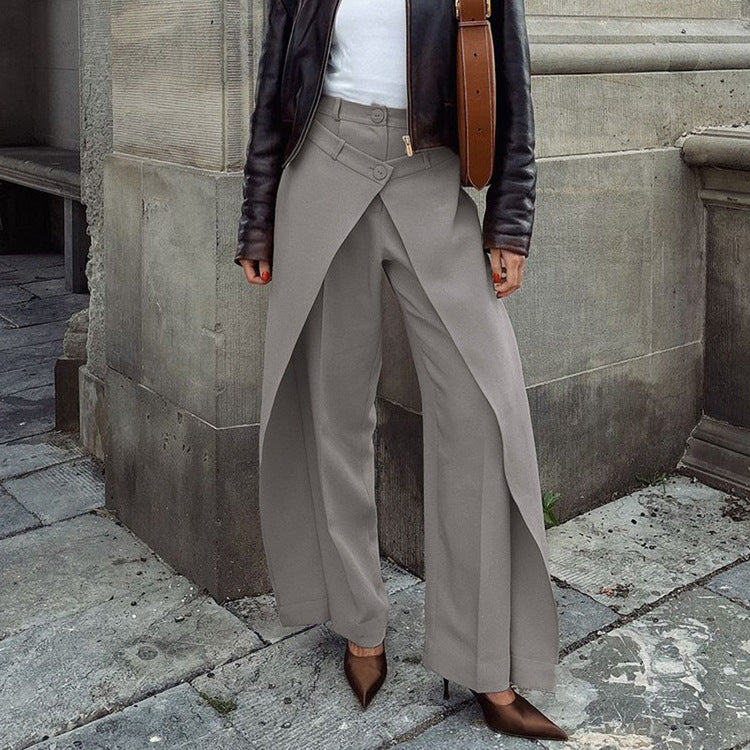 High Waist Loose Irregular Casual Wide Leg Pants