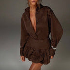 Shirt collar long sleeve waist shirt