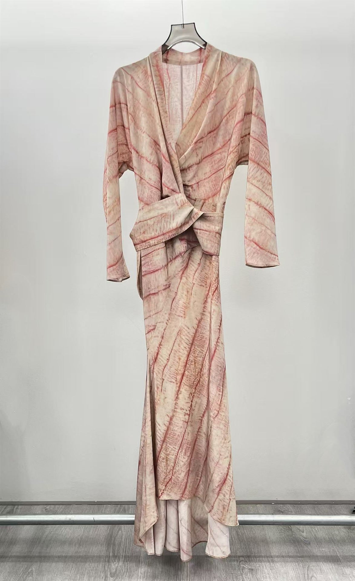 Lace up slim fit silk mulberry silk dress