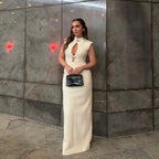 Hollow-out retro hip-wrapped dress for women