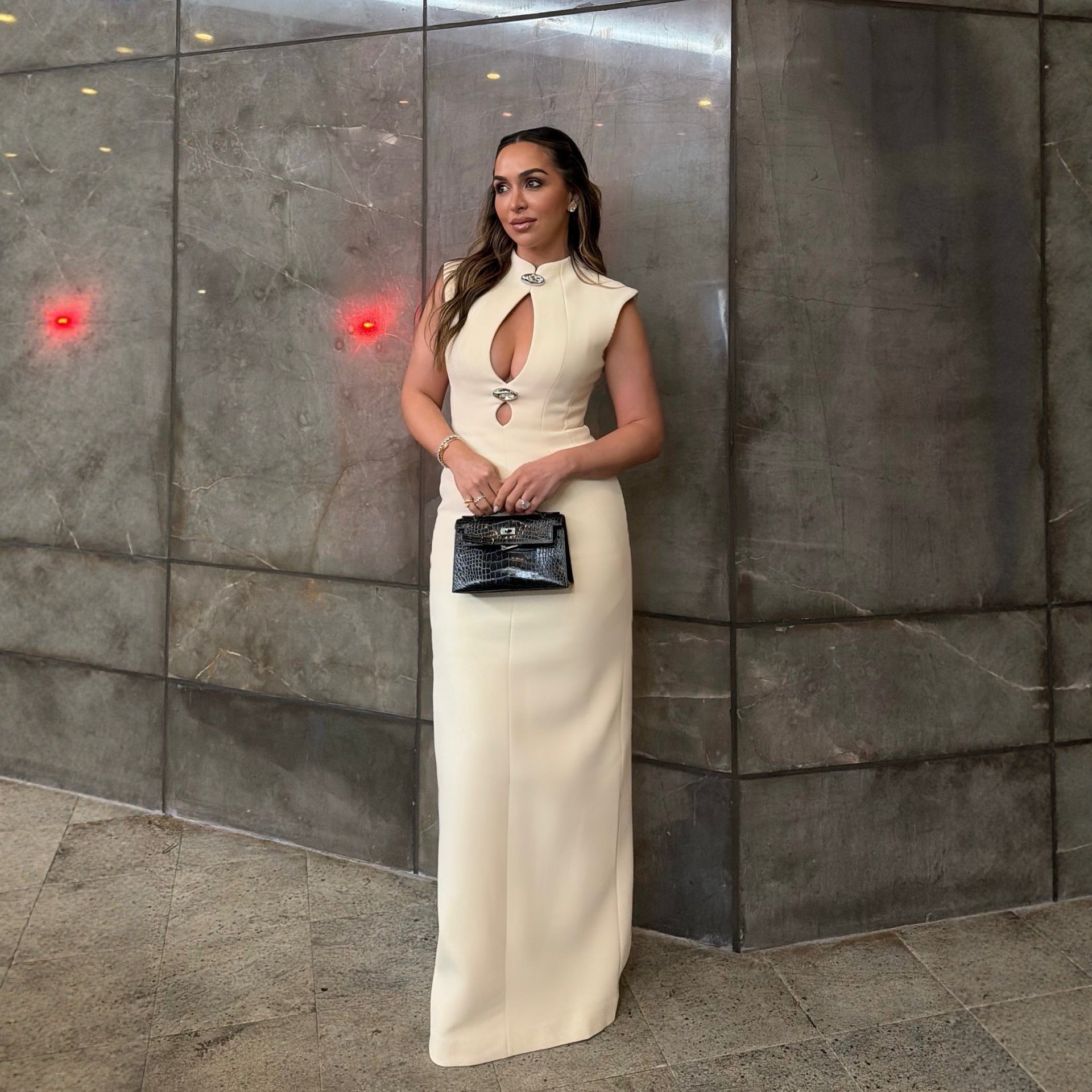 Hollow-out retro hip-wrapped dress for women