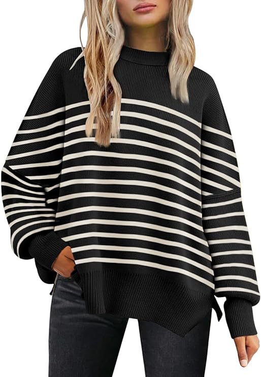crew neck bat wing long-sleeved sweater