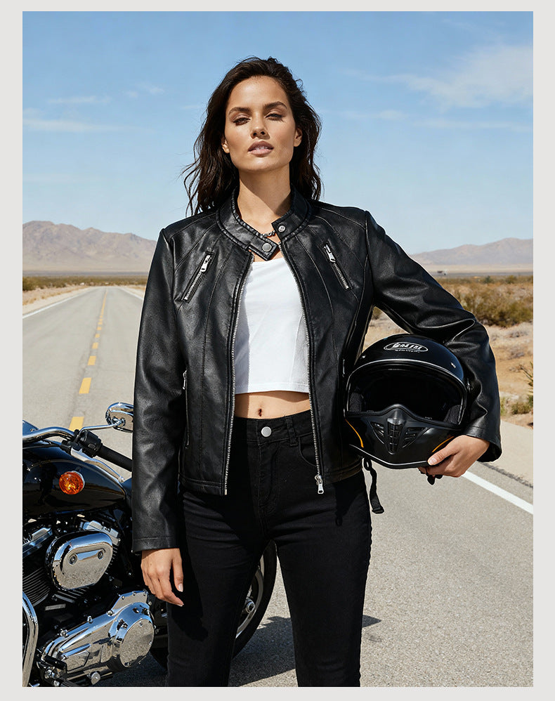 Stand-up collar slim-fit jacket