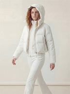 Hooded 3-in-1 short down jacket lamb wool ski jacket two-piece set