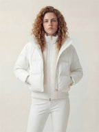 Hooded 3-in-1 short down jacket lamb wool ski jacket two-piece set