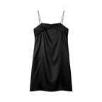 Silk dress black small bow mulberry silk suspender skirt