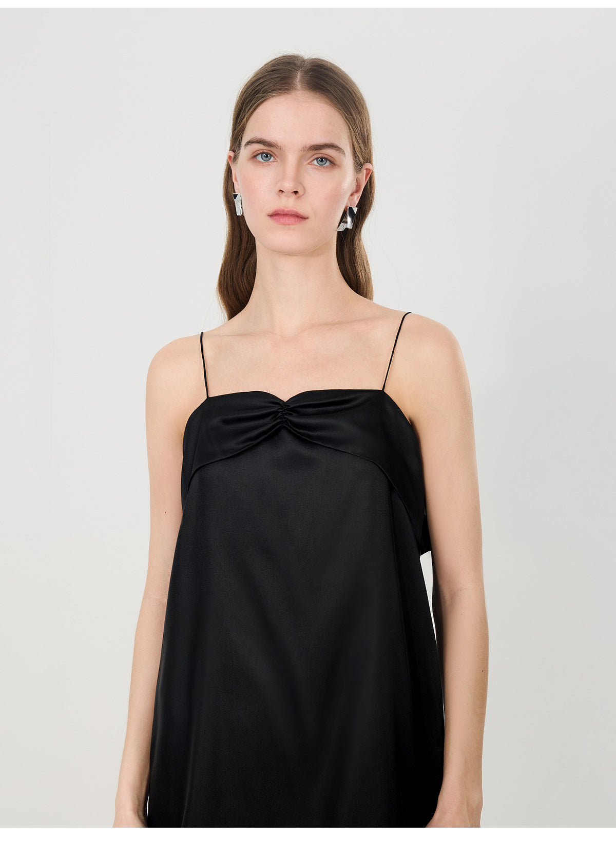Silk dress black small bow mulberry silk suspender skirt