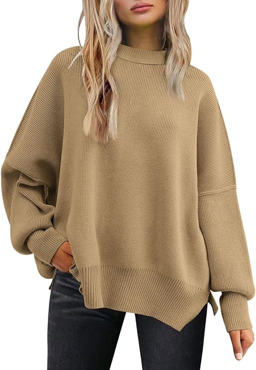 crew neck bat wing long-sleeved sweater