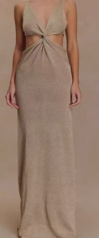 V-neck kink vest long skirt