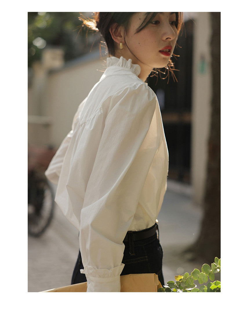 White Shirt Women's Long Sleeve Bottom Shirt