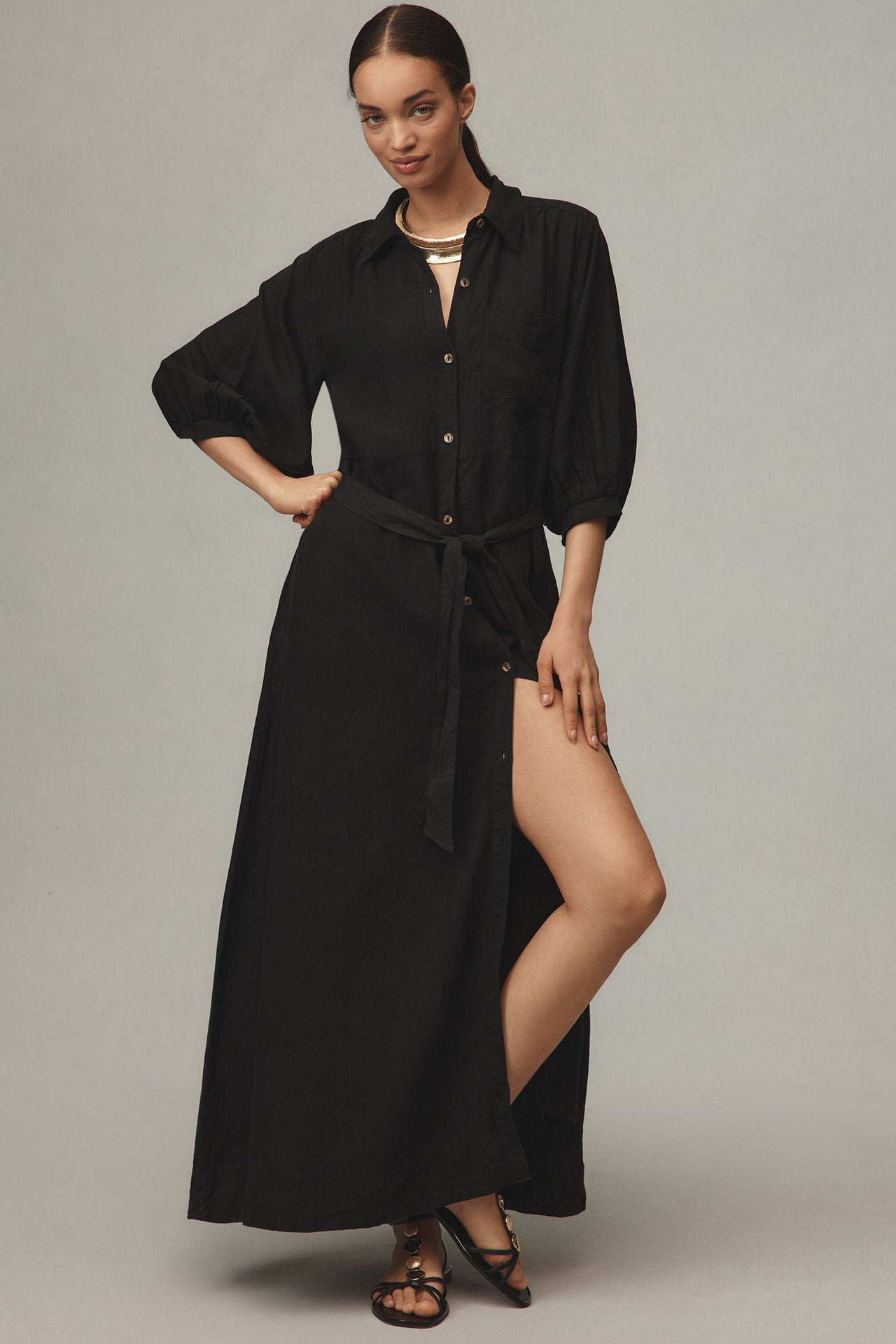 Printed shirt dress