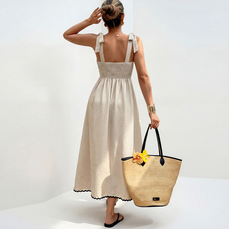 Sleeveless vest skirt backless dress