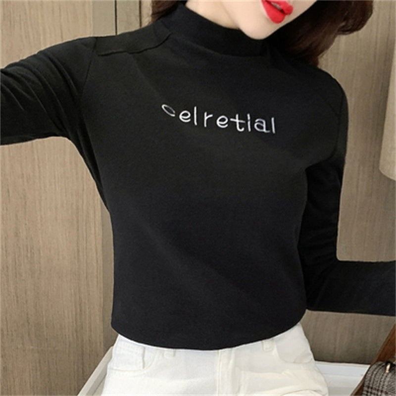 German velvet semi-turtleneck long-sleeved bottoming shirt