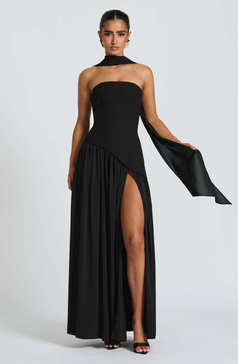 Tube top solid color split dress