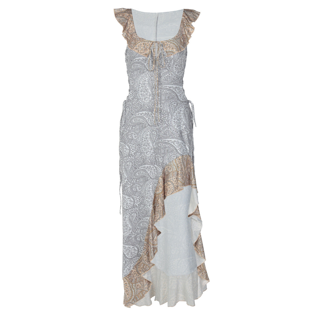 One-word collar ruffle edge suspender dress