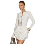 Round neck hollowed-out long sleeve bodycon dress