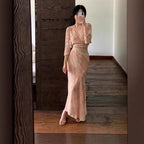 Lace up slim fit silk mulberry silk dress