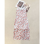 Strawberry retro French silk suspender long dress double-layer mulberry silk dress