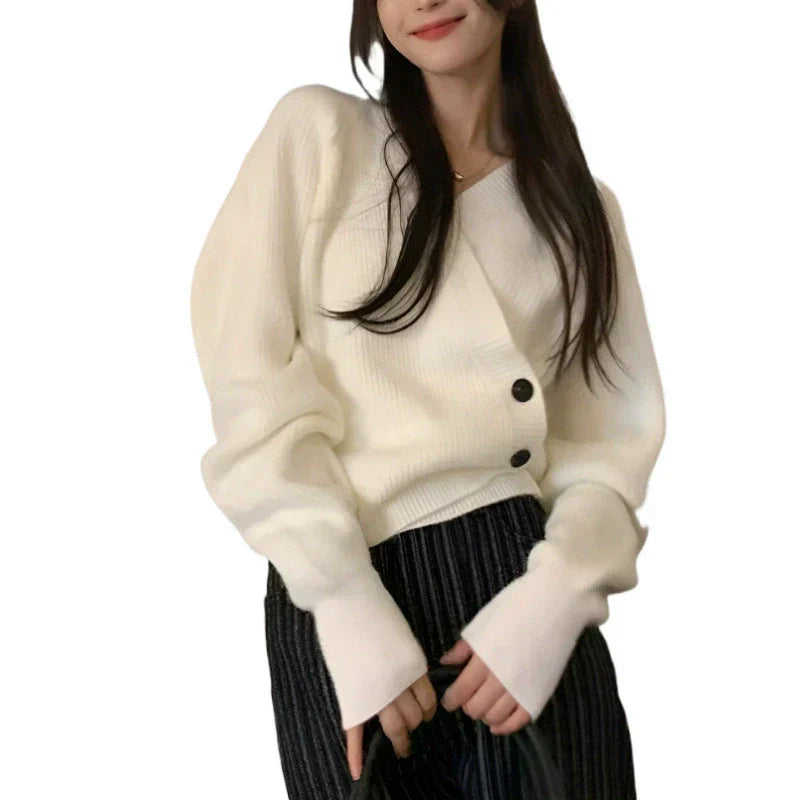 Retro Cropped Sweater Women ?¡ìC Unique Knit Top, Perfect for Spring & Fall