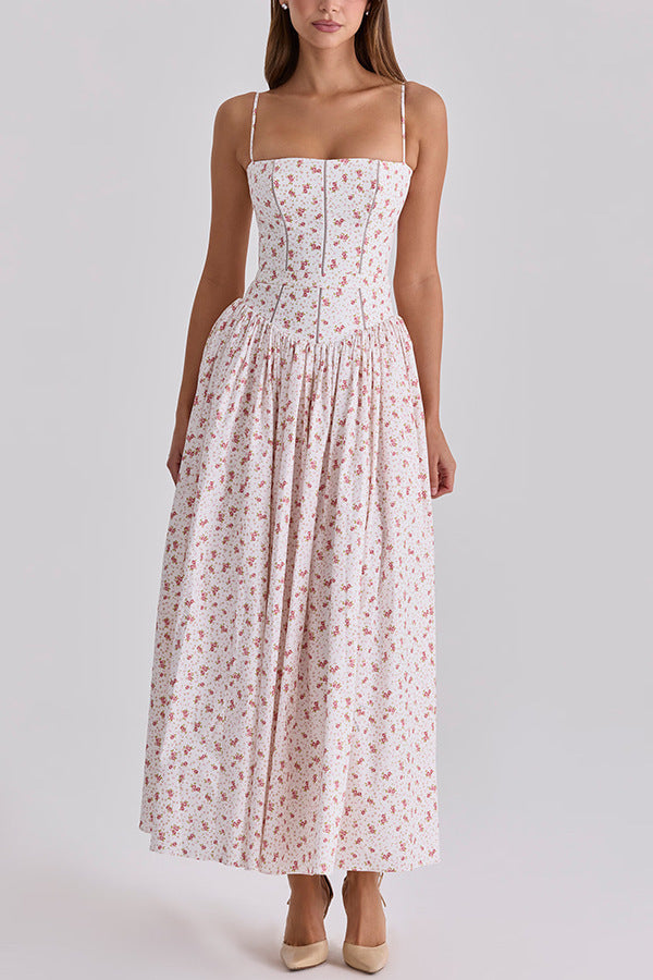 Floral suspender dress