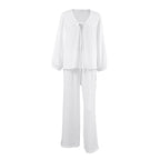Lace-up long-sleeved trousers loose pajama set