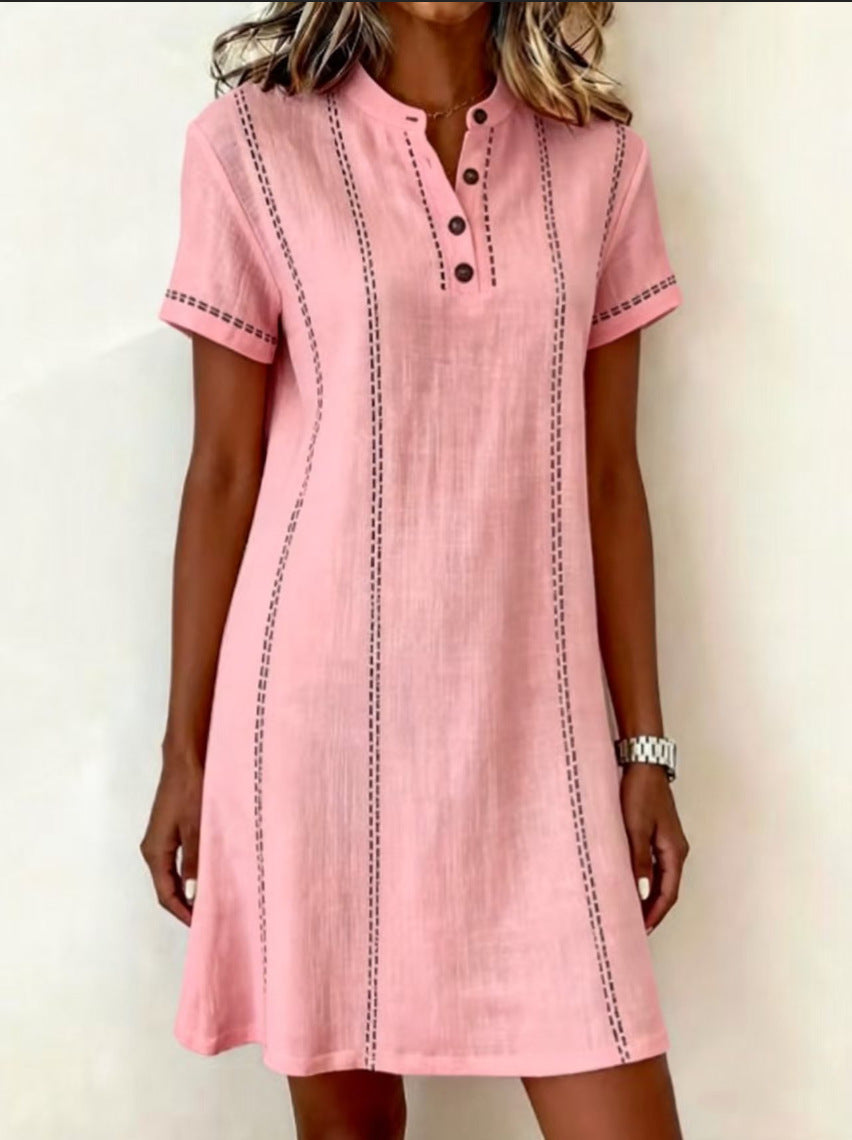 V-neck splicing shirt dress