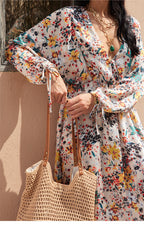 Floral summer pleated floral print dress