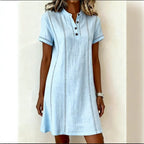 V-neck splicing shirt dress