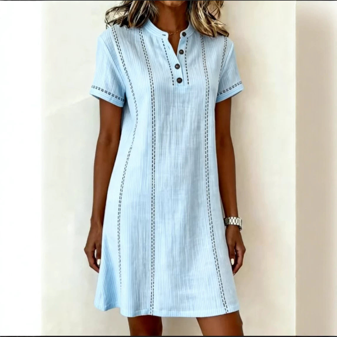 V-neck splicing shirt dress