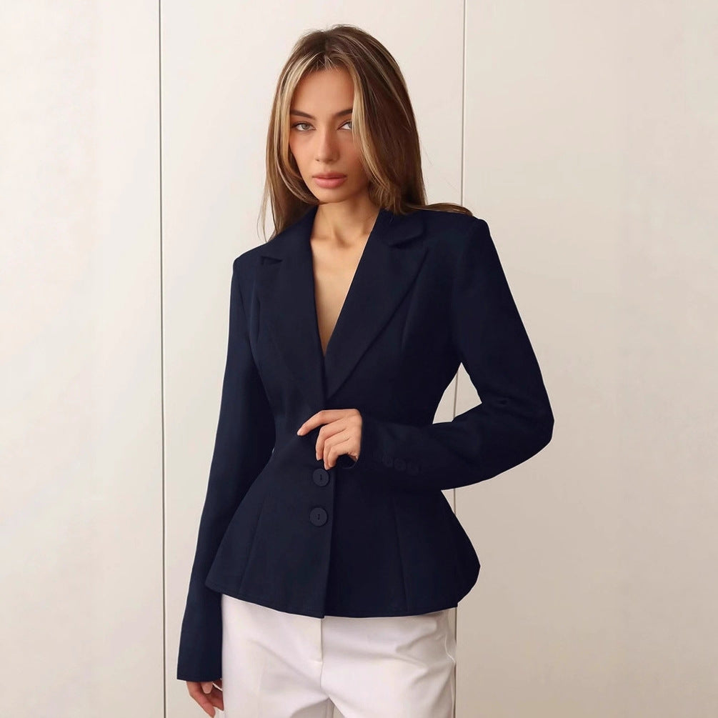 Waist pleated small suit slim fit suit